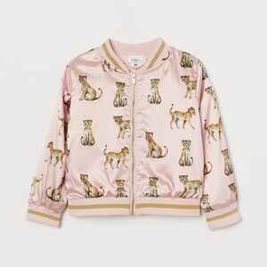 H&M SATIN BOMBER JACKET WITH CHEETAH PRINT